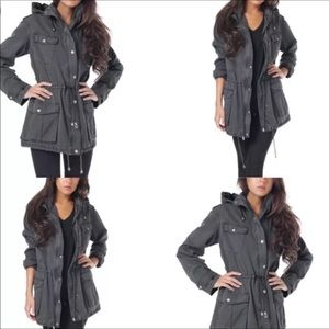 Buffalo by David Bitton charcoal blue anorak Large